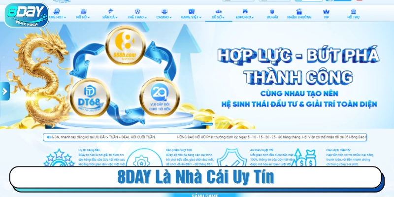 8DAY là nhà cái xanh chín được nhiều người chơi yêu thích